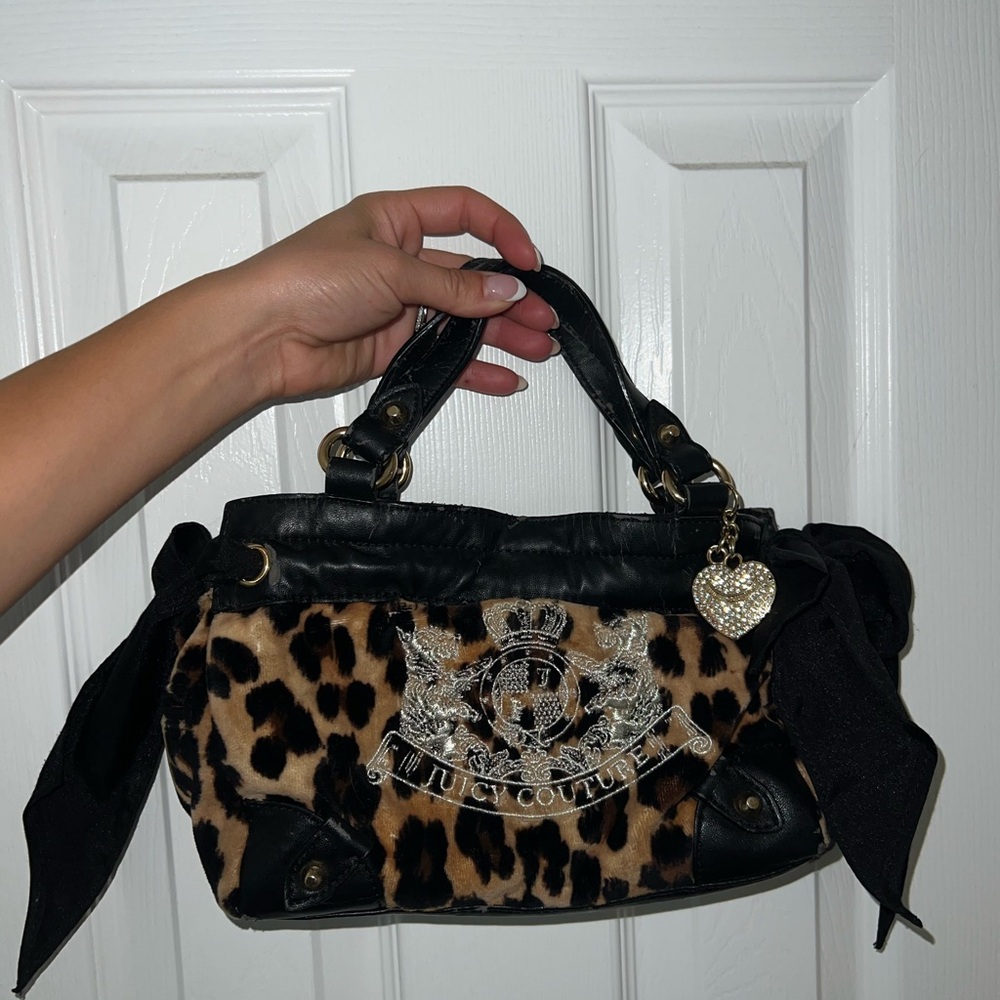 Juicy Couture Leopard Print Satchel with Black Accents